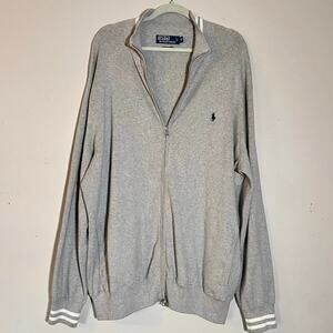 Vtg Polo Ralph Lauren Full Zip Sweater Size XLT Tall Bomber Reverse Weave RARE